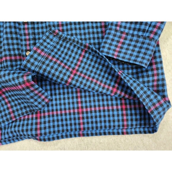 Vintage Backpacker‎ Shirt Mens XL Black Blue Plaid Flannel 90s Grunge Skater - Picture 4 of 15
